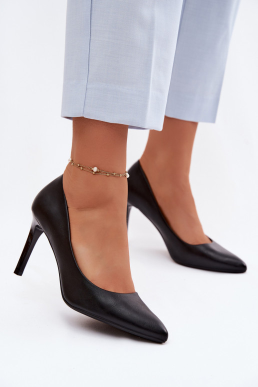 Kunstnahast kõrge kontsaga kingad Sergio Leone 1339 musta värvi