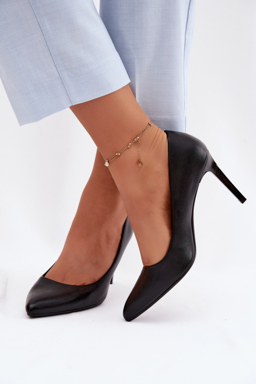 Kunstnahast kõrge kontsaga kingad Sergio Leone 1339 musta värvi