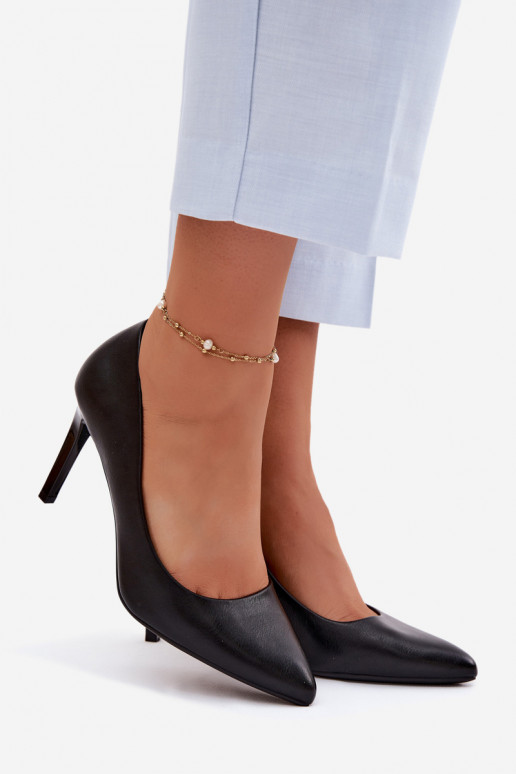 Kunstnahast kõrge kontsaga kingad Sergio Leone 1339 musta värvi