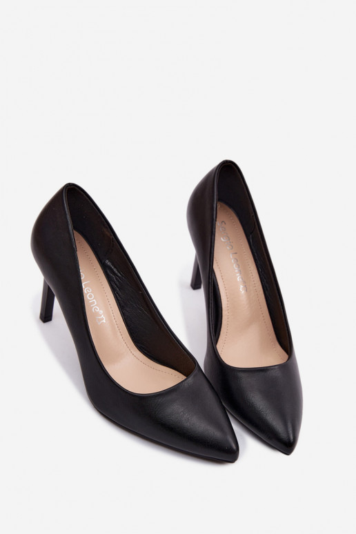 Kunstnahast kõrge kontsaga kingad Sergio Leone 1339 musta värvi