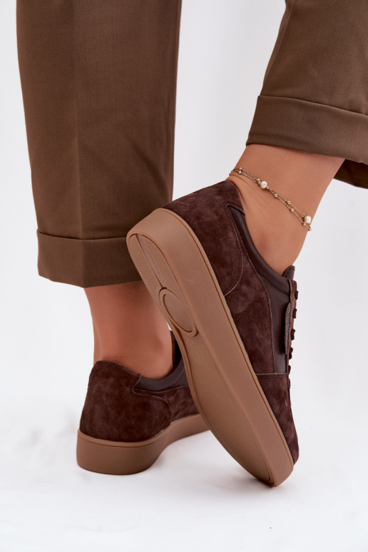 Sametist sneakers-mudeli naiste kingad Vinceza 7933 šokolaadi värv