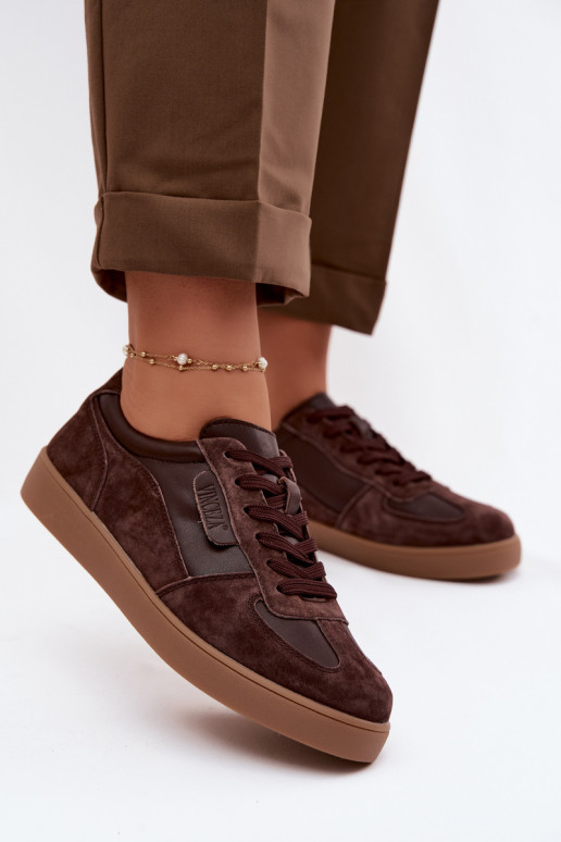 Sametist sneakers-mudeli naiste kingad Vinceza 7933 šokolaadi värv