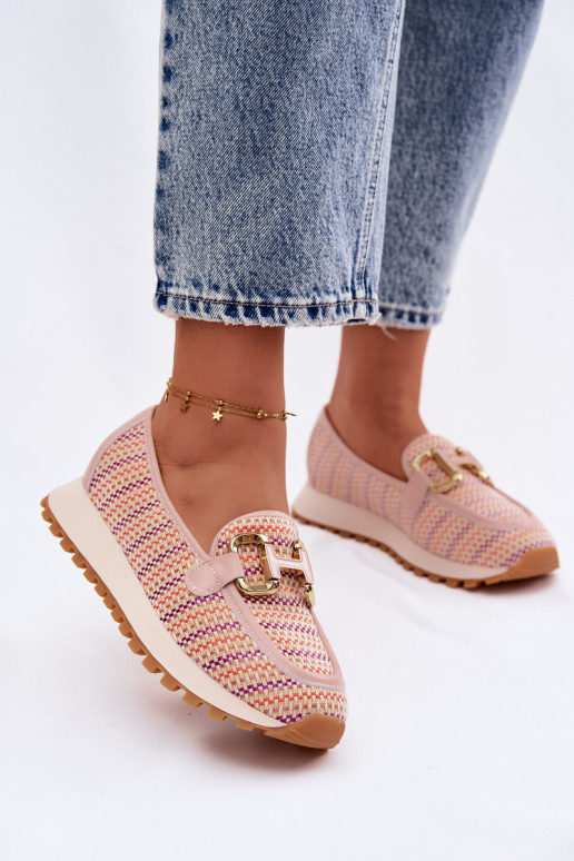 Sneakers tüüpi jalanõud Slip On Ze Kuldset värvim Detalem GOE TT2N4081 Tumeroosad värvi