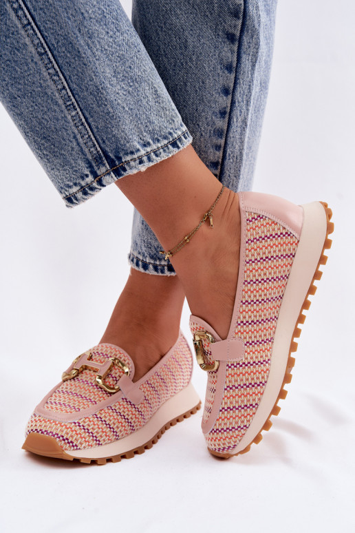 Sneakers tüüpi jalanõud Slip On Ze Kuldset värvim Detalem GOE TT2N4081 Tumeroosad värvi