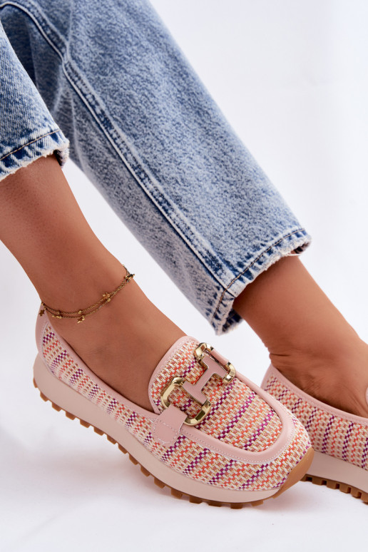 Sneakers tüüpi jalanõud Slip On Ze Kuldset värvim Detalem GOE TT2N4081 Tumeroosad värvi