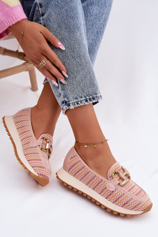 Sneakers tüüpi jalanõud Slip On Ze Kuldset värvim Detalem GOE TT2N4081 Tumeroosad värvi