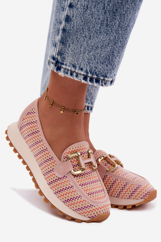 Sneakers tüüpi jalanõud Slip On Ze Kuldset värvim Detalem GOE TT2N4081 Tumeroosad värvi