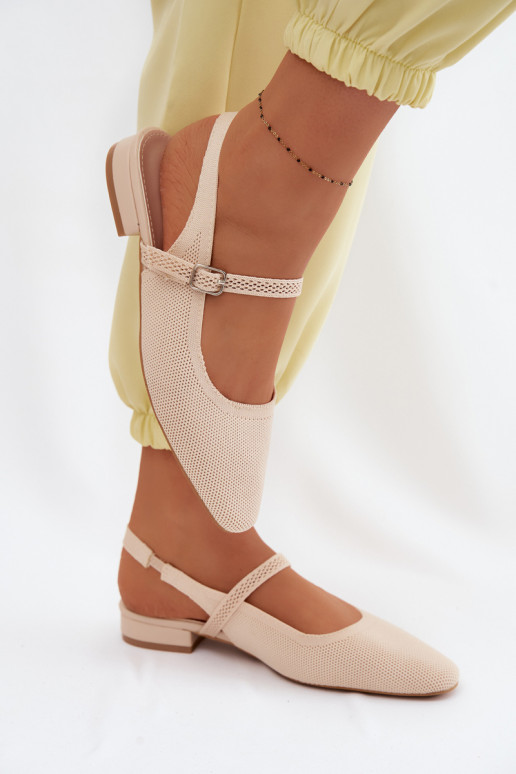 Riidest sandaalid Baleriinad Pealiste omad rihmadega Elevandiluu värvi Selrene