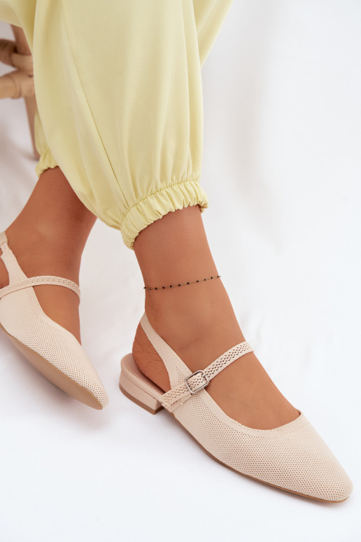 Riidest sandaalid Baleriinad Pealiste omad rihmadega Elevandiluu värvi Selrene