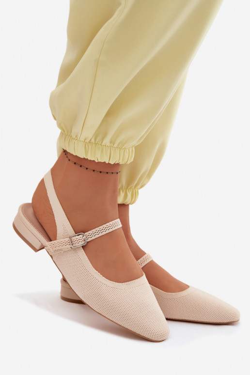 Riidest sandaalid Baleriinad Pealiste omad rihmadega Elevandiluu värvi Selrene