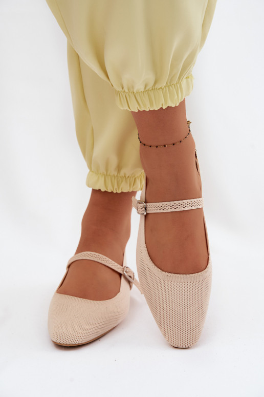 Riidest sandaalid Baleriinad Pealiste omad rihmadega Elevandiluu värvi Selrene