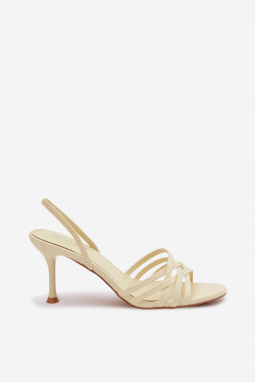Pealistesandaalid kõrge jämeda kontsaga Triipudega Kollased Velivelle
