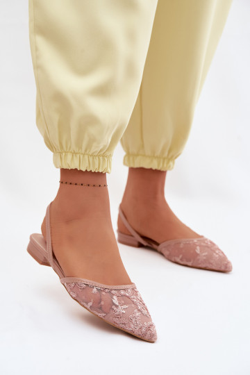 Võrk sandaalid pitsilised laiade nööridega tumeroosad värvi Selissey 2