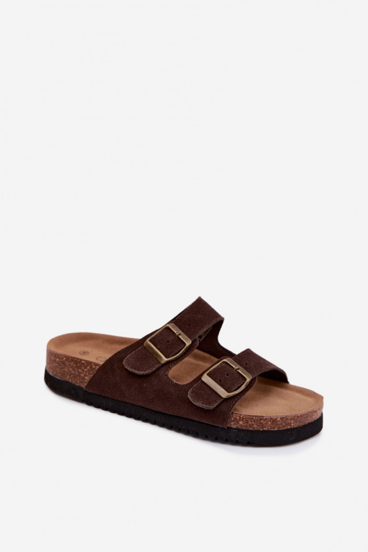 Pealhk naiste seemisnahksed sussid neetide ja pandlaga Czekoladosissee Rosaliae