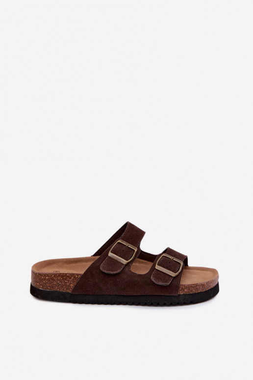 Pealhk naiste seemisnahksed sussid neetide ja pandlaga Czekoladosissee Rosaliae