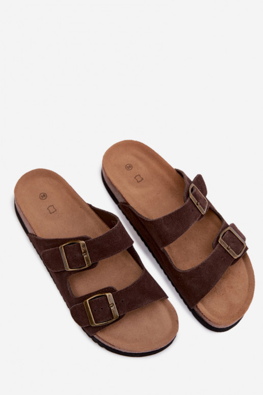 Pealhk naiste seemisnahksed sussid neetide ja pandlaga Czekoladosissee Rosaliae