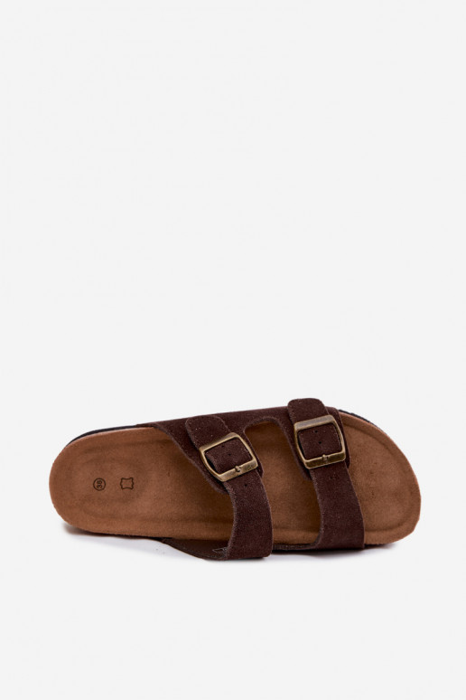 Pealhk naiste seemisnahksed sussid neetide ja pandlaga Czekoladosissee Rosaliae