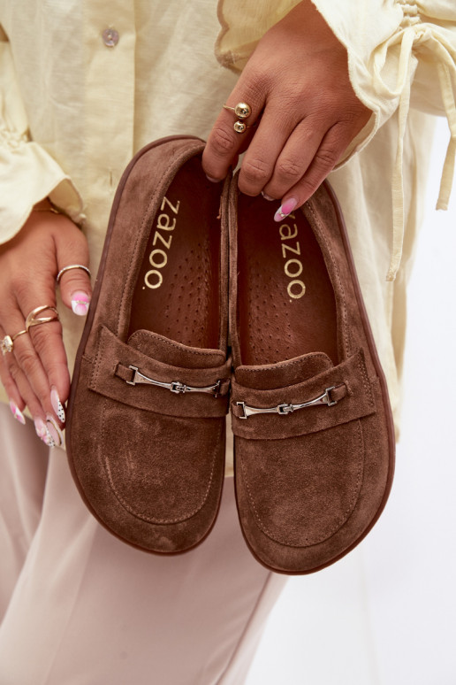Mokassiinid Barefoot seemisnahast Zazoo 322 pruunid värvi