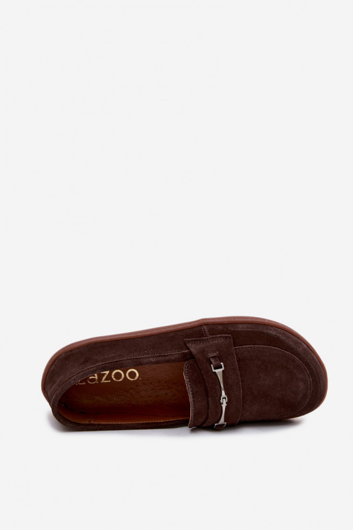 Zamšast barefoot mokasiinid Zazoo 322, šokolaadi värv