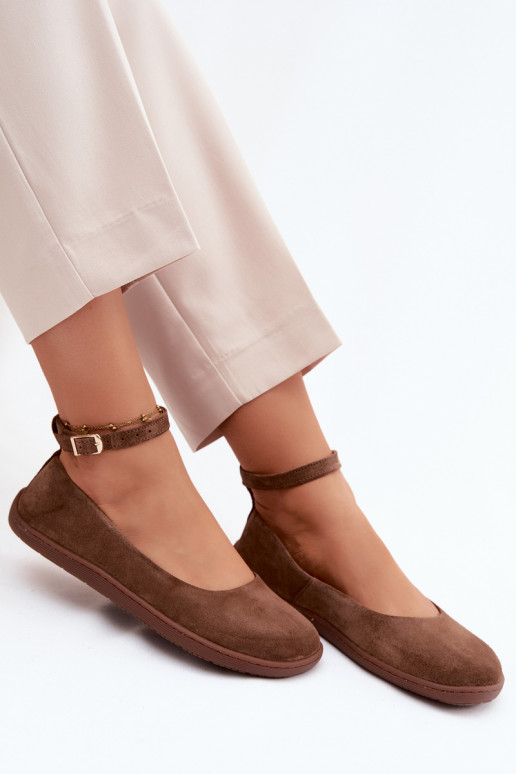 Zamšast barefoot ballerina Zazoo 020, pruuni värv