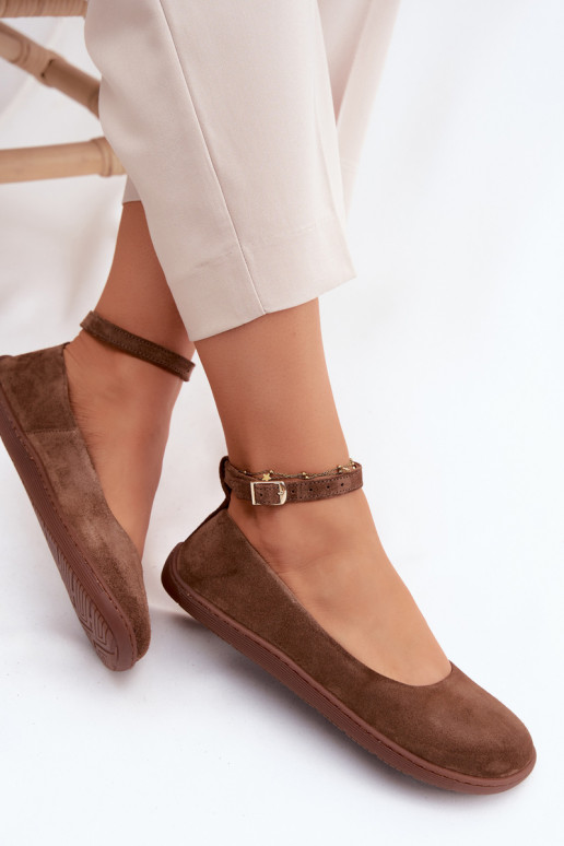 Zamšast barefoot ballerina Zazoo 020, pruuni värv