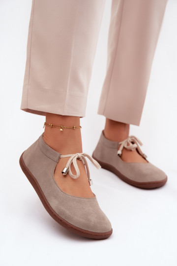 Pealhk Seemisnahast baleriinad Barefoot nööritavad Zazoo 021 Cappuccino