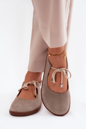 Zamšast nahast barefoot ballerina rihmadega Zazoo 021, kaputsino värv 2
