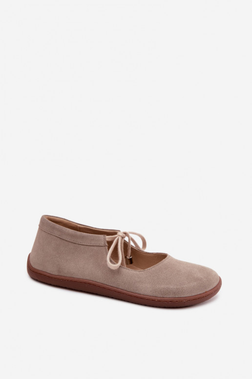 Zamšast nahast barefoot ballerina rihmadega Zazoo 021, kaputsino värv