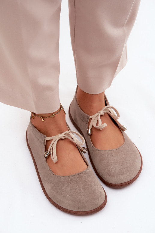 Zamšast nahast barefoot ballerina rihmadega Zazoo 021, kaputsino värv