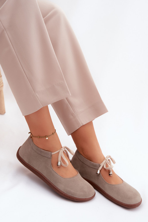 Zamšast nahast barefoot ballerina rihmadega Zazoo 021, kaputsino värv