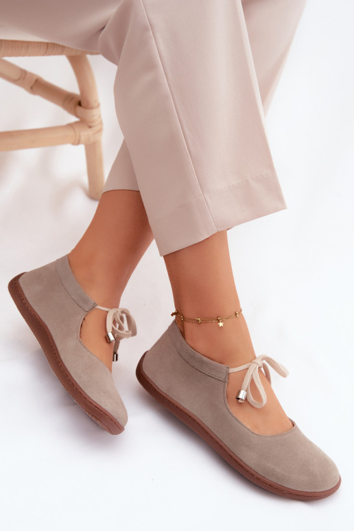 Pealhk Seemisnahast baleriinad Barefoot nööritavad Zazoo 021 Cappuccino