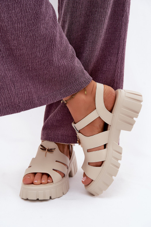 Pealistesandaalid Pealiste omad platvormigaINażką Vinceza 79627 beeži värvi