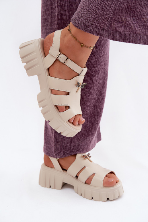 Pealistesandaalid Pealiste omad platvormigaINażką Vinceza 79627 beeži värvi