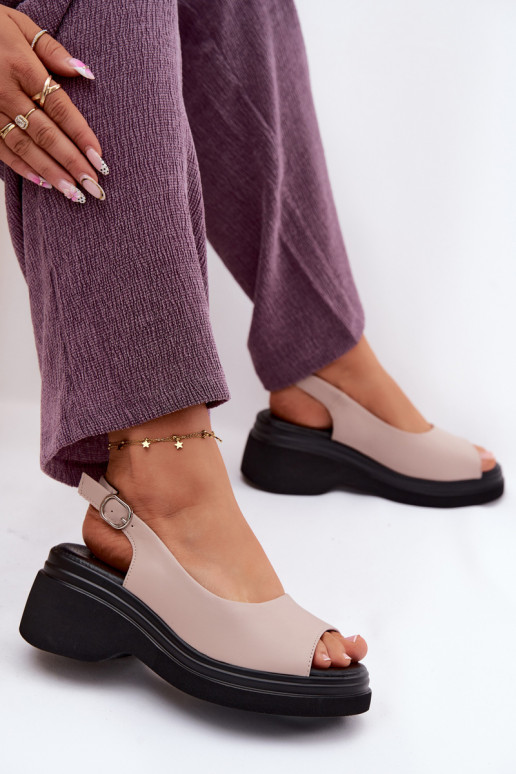 Pealhk Platvormiga sandaalid Vinceza 66936 beeži värvi