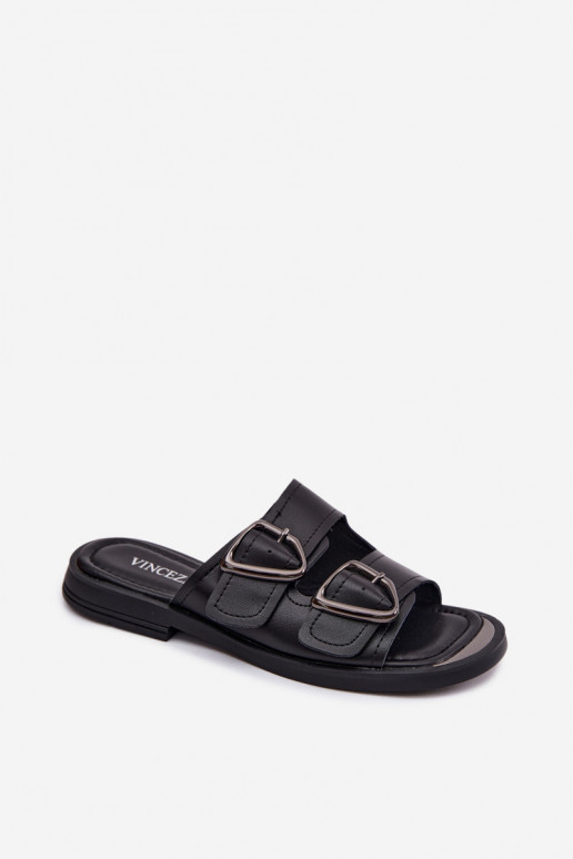 Must nahknaiste sussid kinnitustega Vinceza 62304