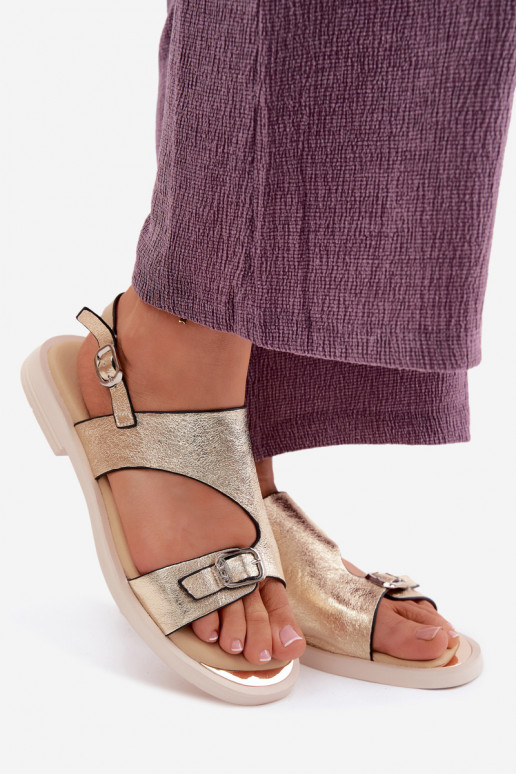 Pealistesandaalid Pealiste omad laiade nööridega Vinceza 86434 Kuldset värvi