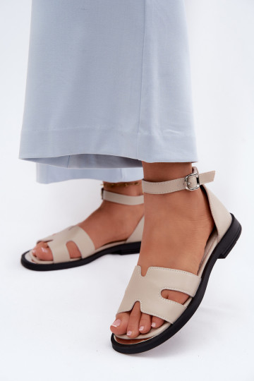 PealistesandaalidPealturalnej Skóry laiade nööridega Vinceza 62305 beeži värvi 2