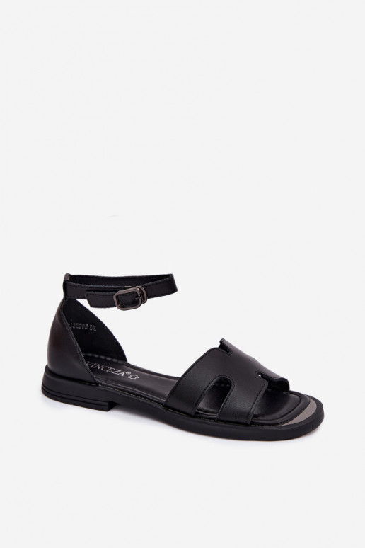 Must nahknaiste sandlid laia kontsaga Vinceza 62305