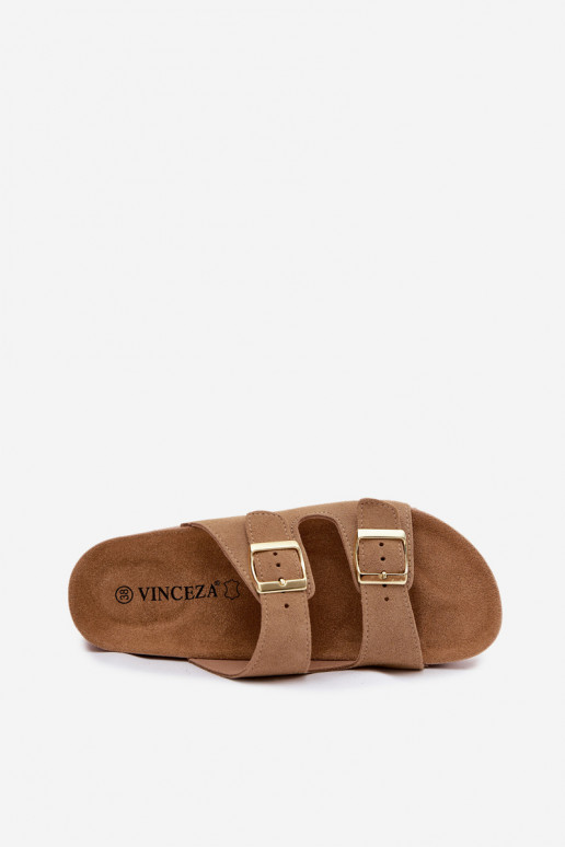 Nahkplatvormsussid kinnitustega Vinceza 102657, liivavärvi
