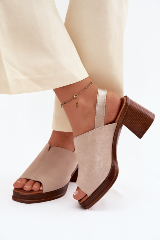 Nahk elegants kõrged kontsad Vinceza 39995, liivavärvi