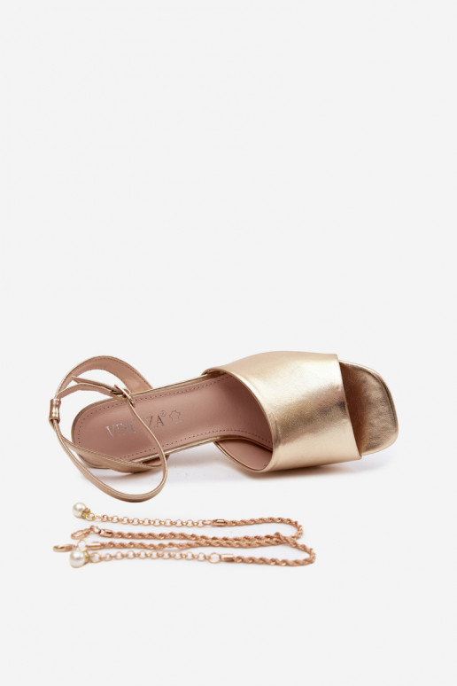 Pealistesandaalid kõrge jämeda kontsaga Vinceza 62297 Kuldset värvi