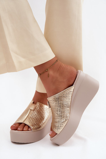 naiste plätudPealturalnej Skóry platvormiga Vinceza 95392 Kuldset värvi 2