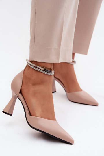 Kingad kõrge jämeda kontsagaBłyszczącym Triibudem Vinceza 62283 beeži värvi 2