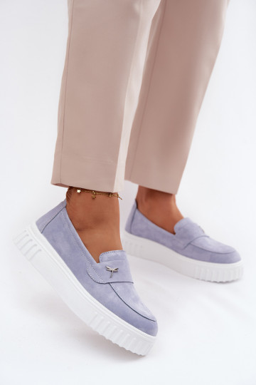 Naiste kunstveluurist platvormi slip-on kingad Vinceza 93218 sinises