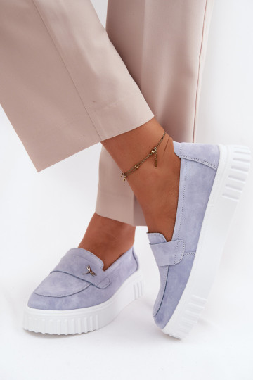 Naiste kunstveluurist platvormi slip-on kingad Vinceza 93218 sinises 2