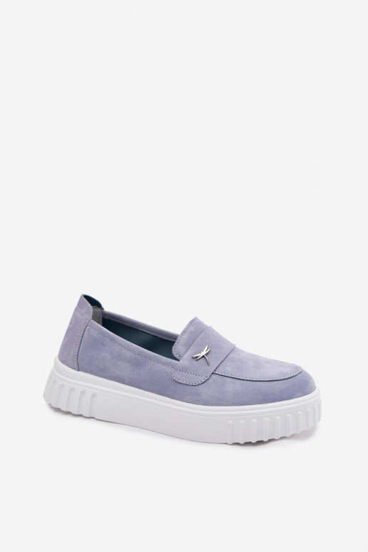 Naiste kunstveluurist platvormi slip-on kingad Vinceza 93218 sinises