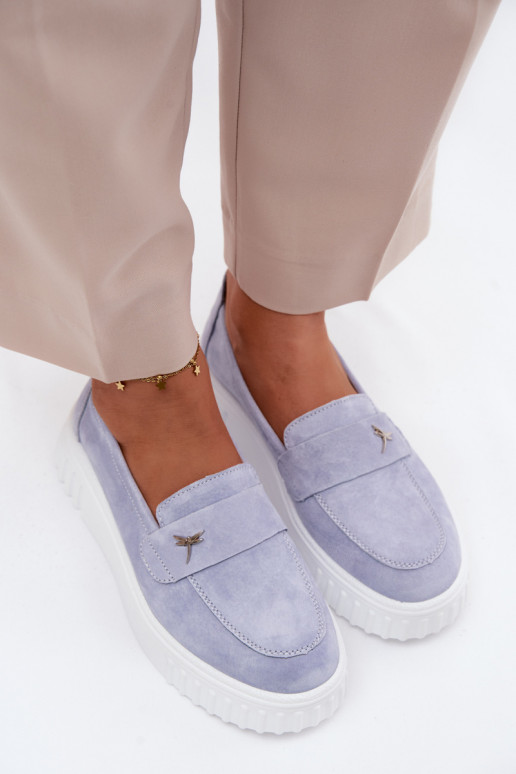 Naiste kunstveluurist platvormi slip-on kingad Vinceza 93218 sinises