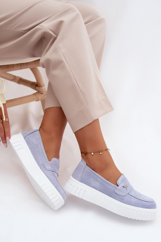 Naiste kunstveluurist platvormi slip-on kingad Vinceza 93218 sinises