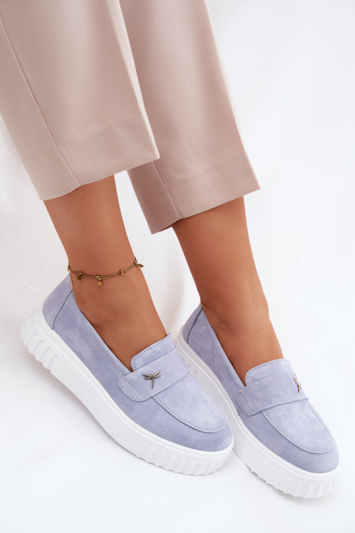 Naiste kunstveluurist platvormi slip-on kingad Vinceza 93218 sinises