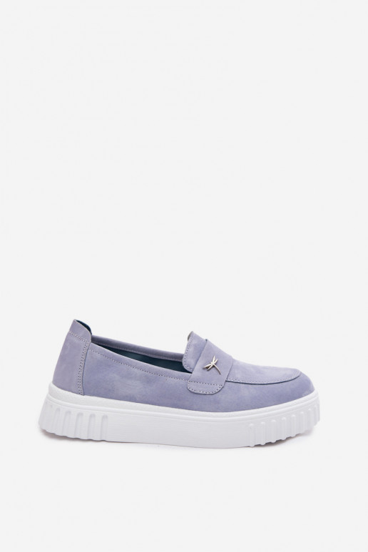 Naiste kunstveluurist platvormi slip-on kingad Vinceza 93218 sinises